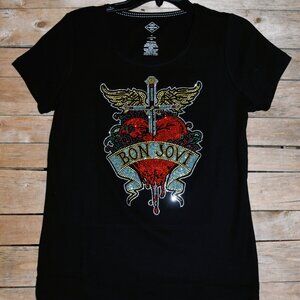 Bon Jovi Rhinestone black RN short sleeve shirt XS S M X XL XXL 1X 2X 3X 4X 5X
